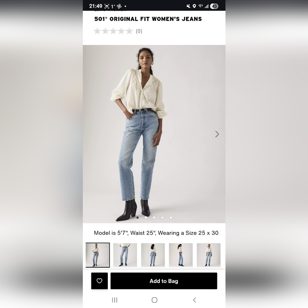 Levis 501 Grey Denim